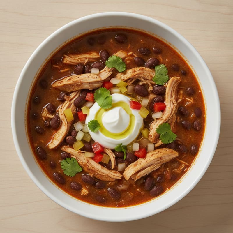 Hearty Black Bean and Shredded Chicken Soup