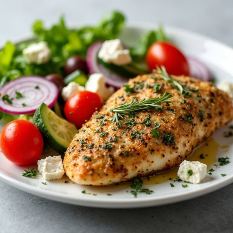 Herb-Crusted Chicken with Fresh Mediterranean Salad