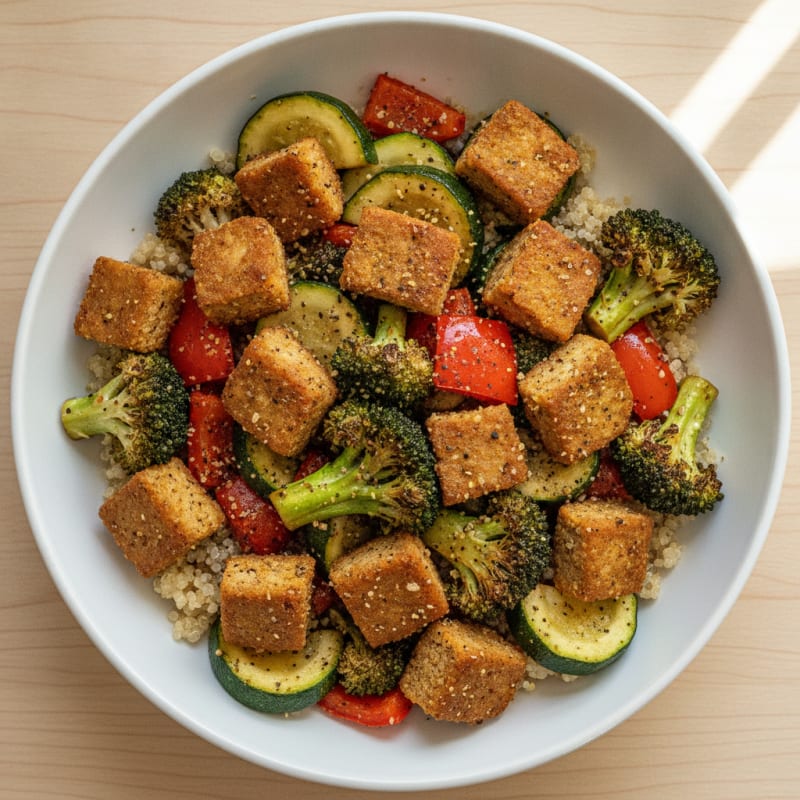 Seitan & Roasted Vegetable Power Bowl
