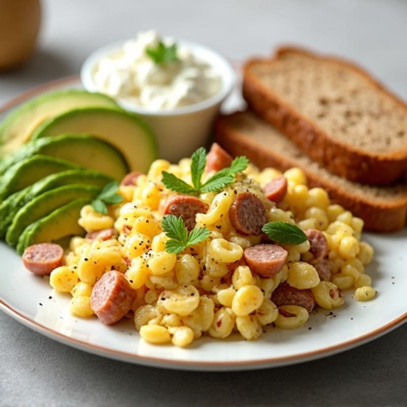 Egg White Scramble with Turkey Sausage and Cottage Cheese