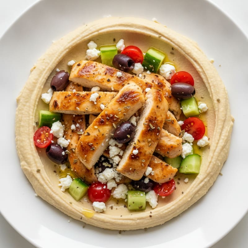 Hummus Platter with Feta and Olives