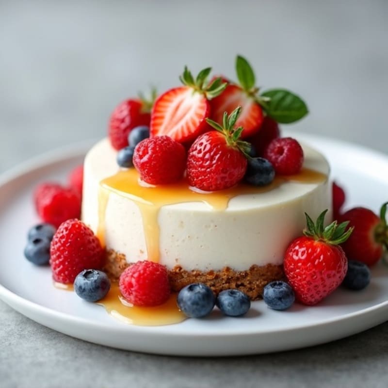 Greek Yogurt Protein Cheesecake with Fresh Berries