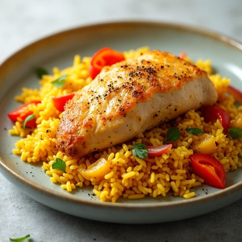 Saffron-Spiced Chicken and Yellow Rice Skillet