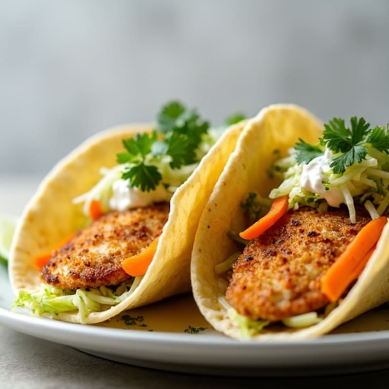 Crispy Baked Fish Tacos with Fresh Cilantro Lime Slaw