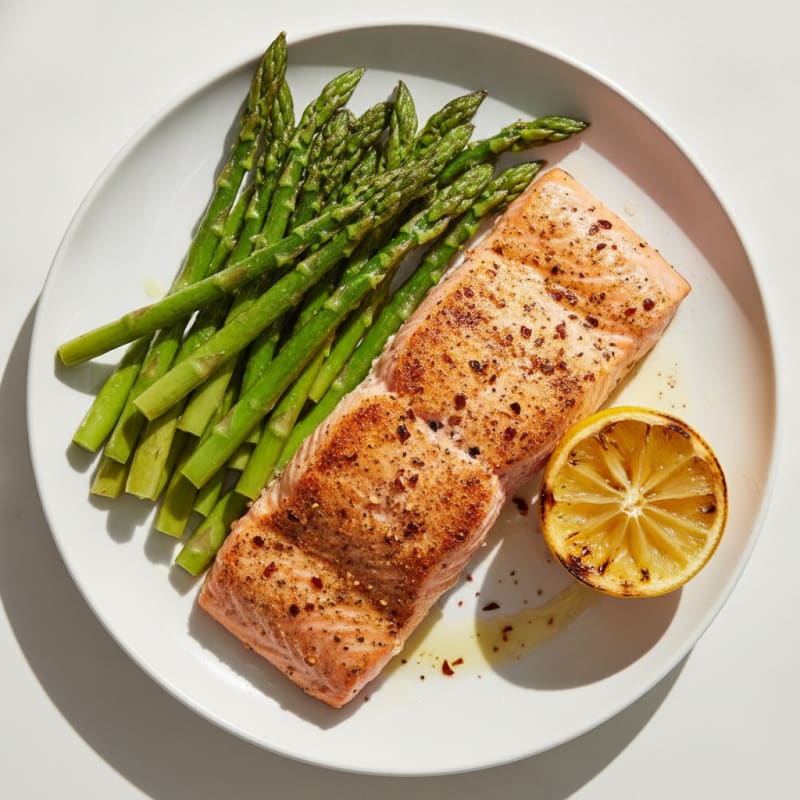 Grilled Spiced Salmon with Steamed Asparagus
