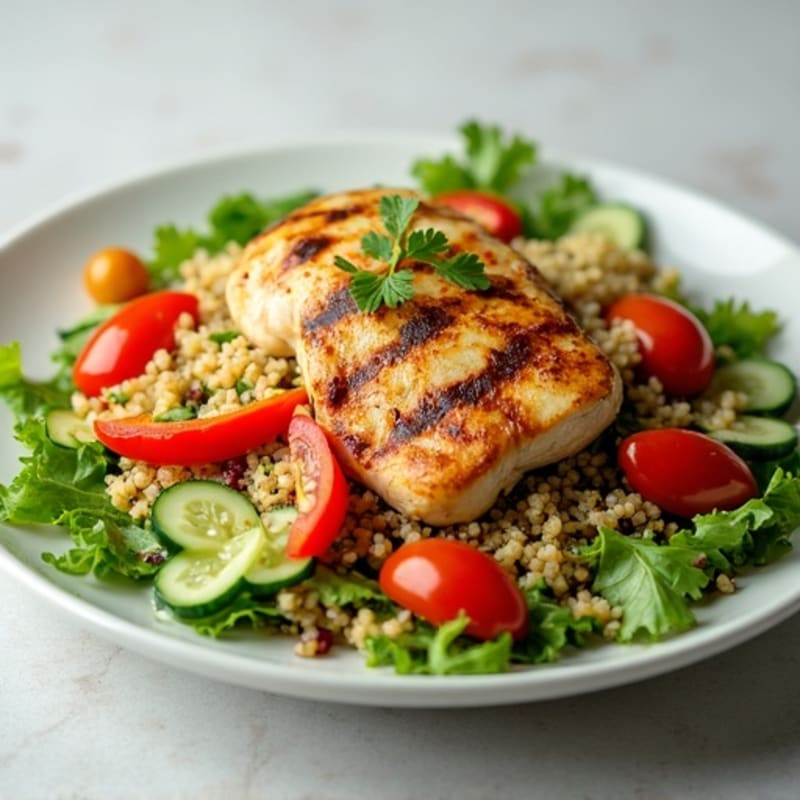 Grilled Chicken and Quinoa Salad with Crunchy Vegetables