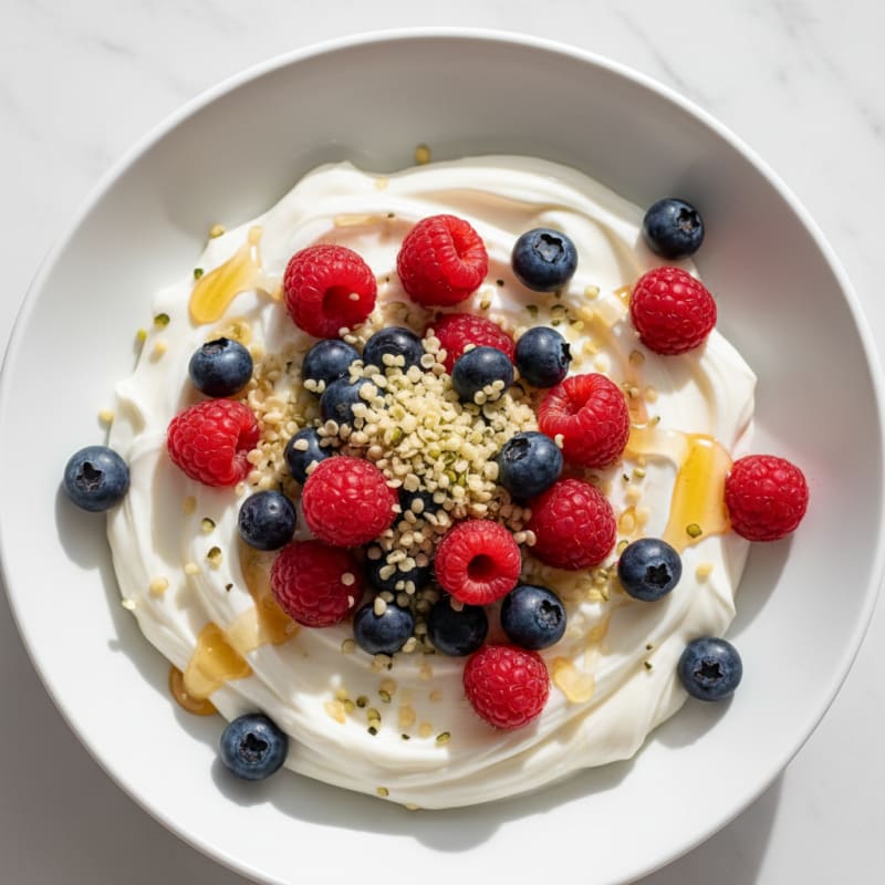 Silky Greek Yogurt Bowl with Hemp Seeds and Mixed Berries