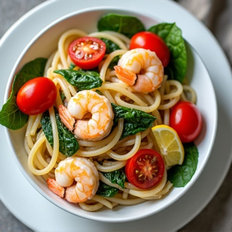 Garlic Shrimp and Fresh Spinach Pasta