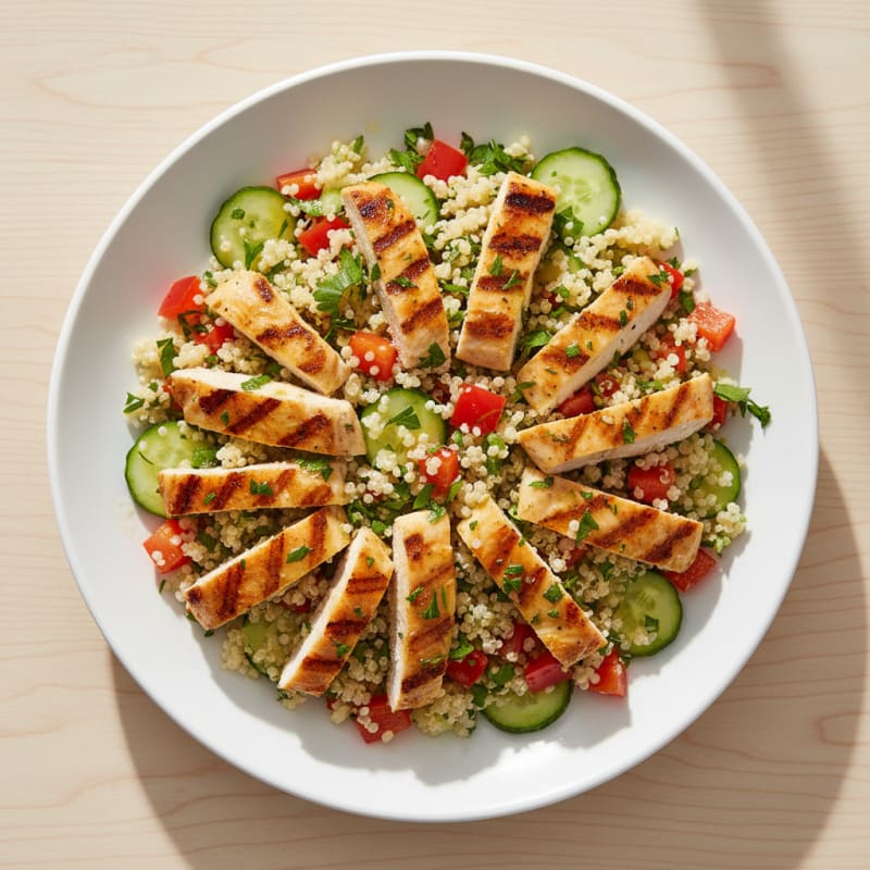 Grilled Chicken and Quinoa Salad with Crunchy Vegetables