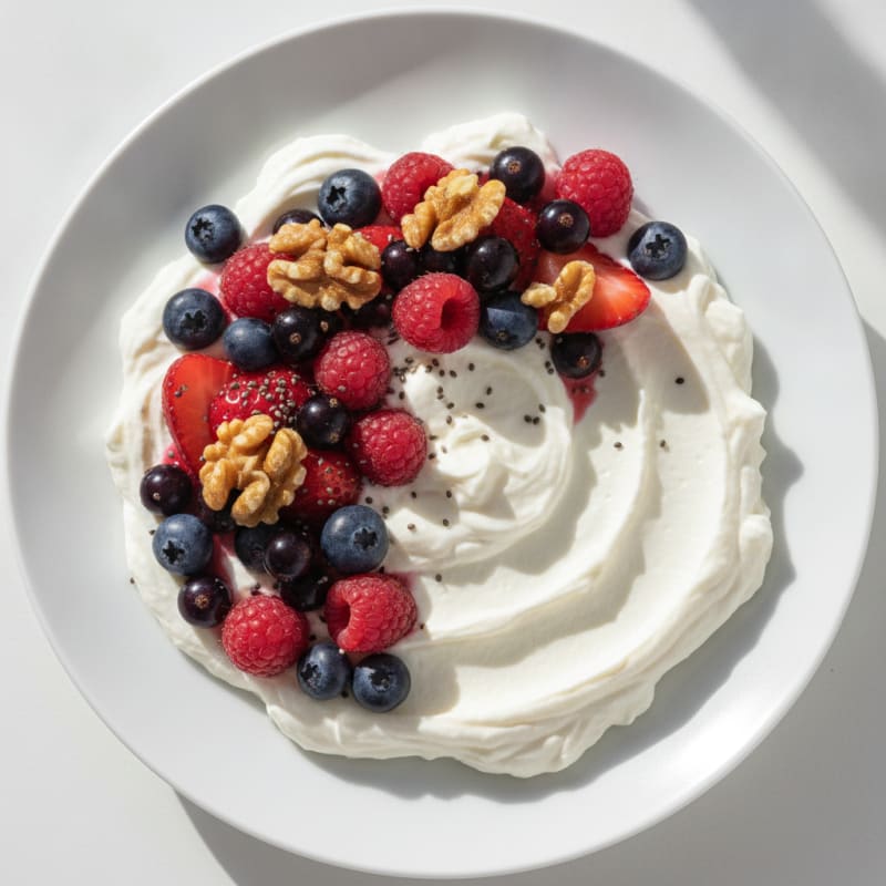 Silky Greek Yogurt Protein Pudding with Mixed Berries
