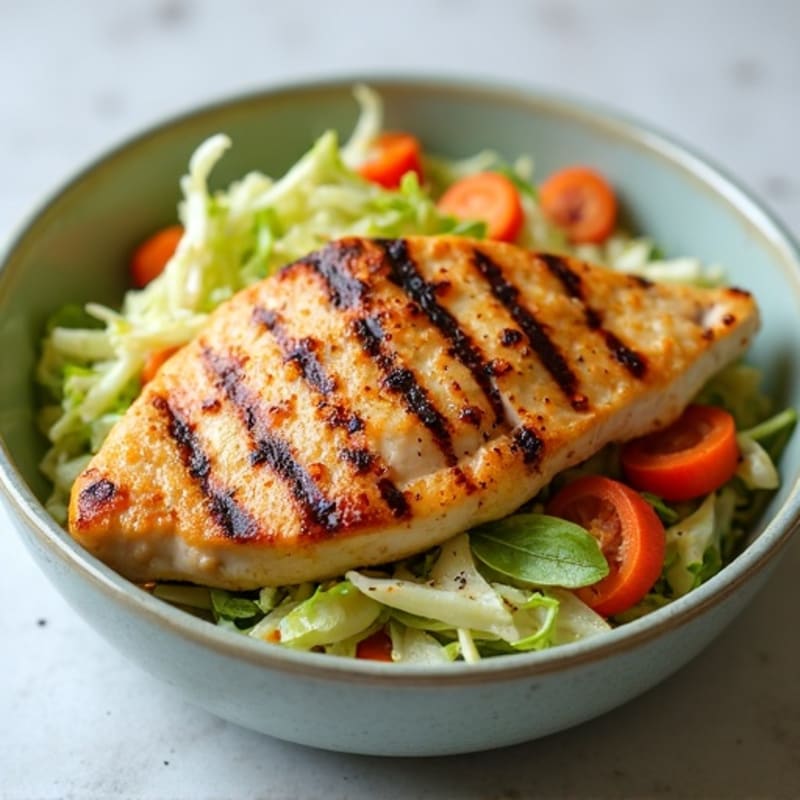 Grilled Chicken Breast with Crunchy Cabbage Slaw