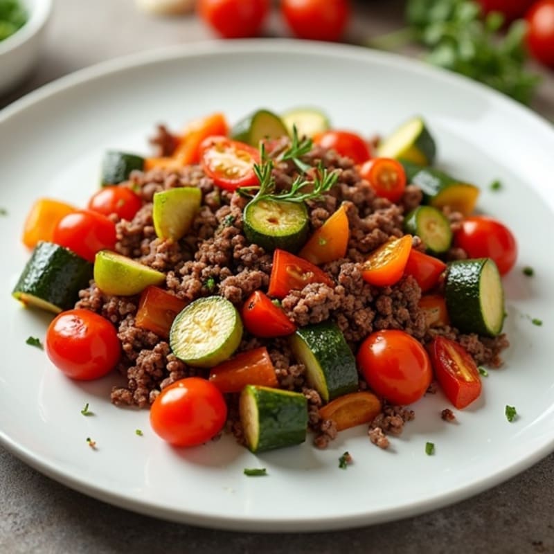 Herb-Seasoned Lean Ground Beef Skillet with Roasted Vegetables