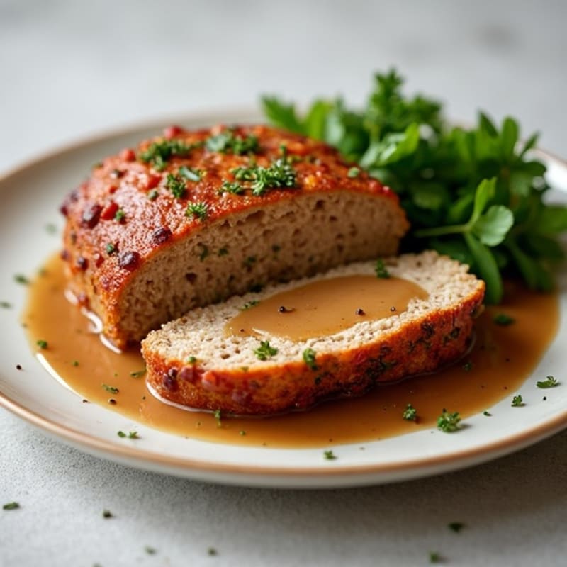 Herb-Crusted Turkey Meatloaf with Mushroom Gravy