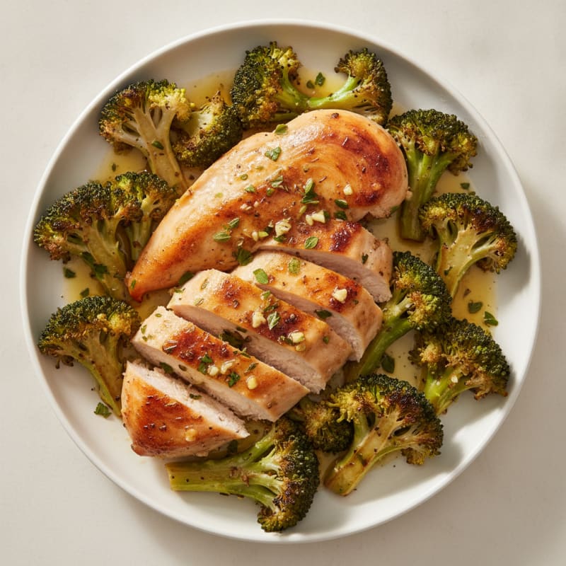 Sheet Pan Lemon Herb Chicken Breast with Roasted Broccoli