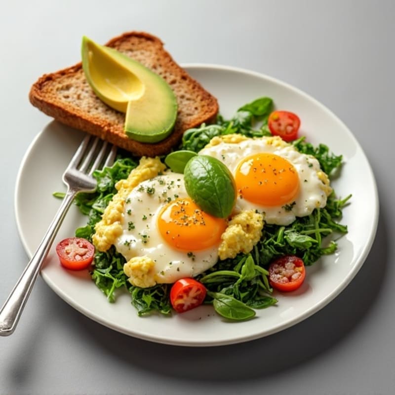 Egg White and Spinach Scramble with Turkey Sausage