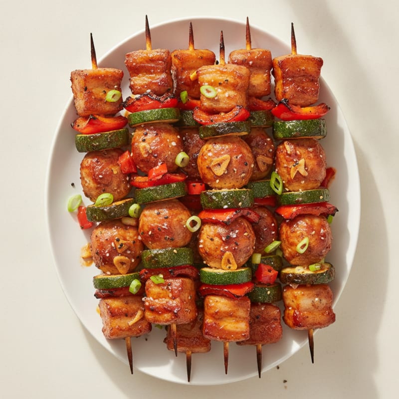 Spicy Gochujang Pork Belly Skewers