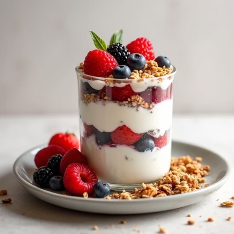 Vanilla Protein Yogurt Parfait with Berries