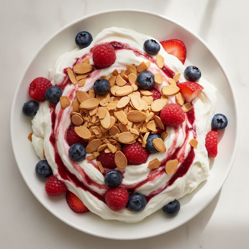 Greek Yogurt Protein Parfait with Mixed Berries and Almonds