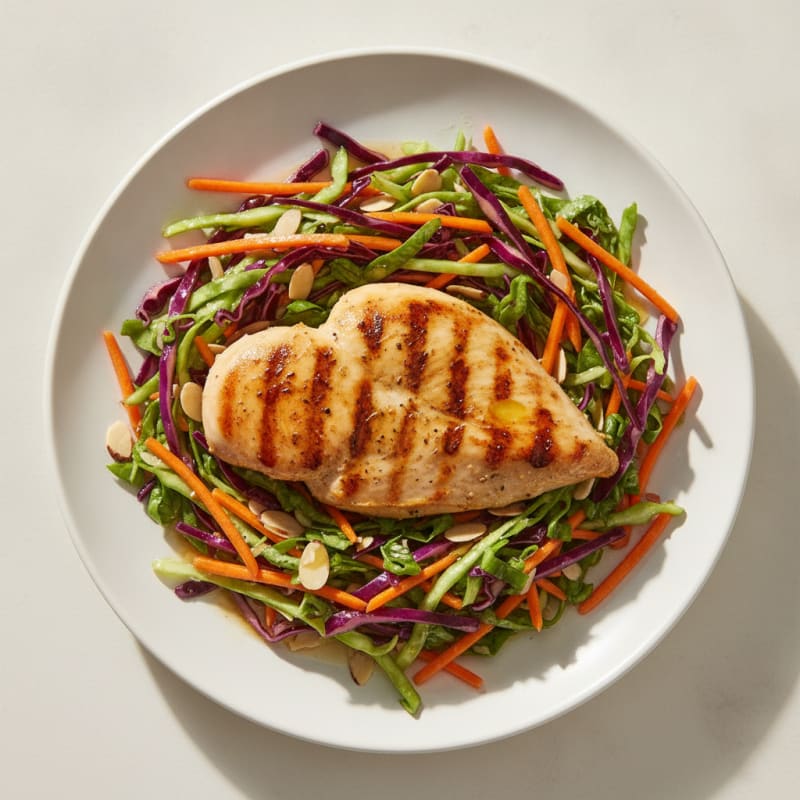 Grilled Chicken Breast with Crunchy Cabbage Slaw