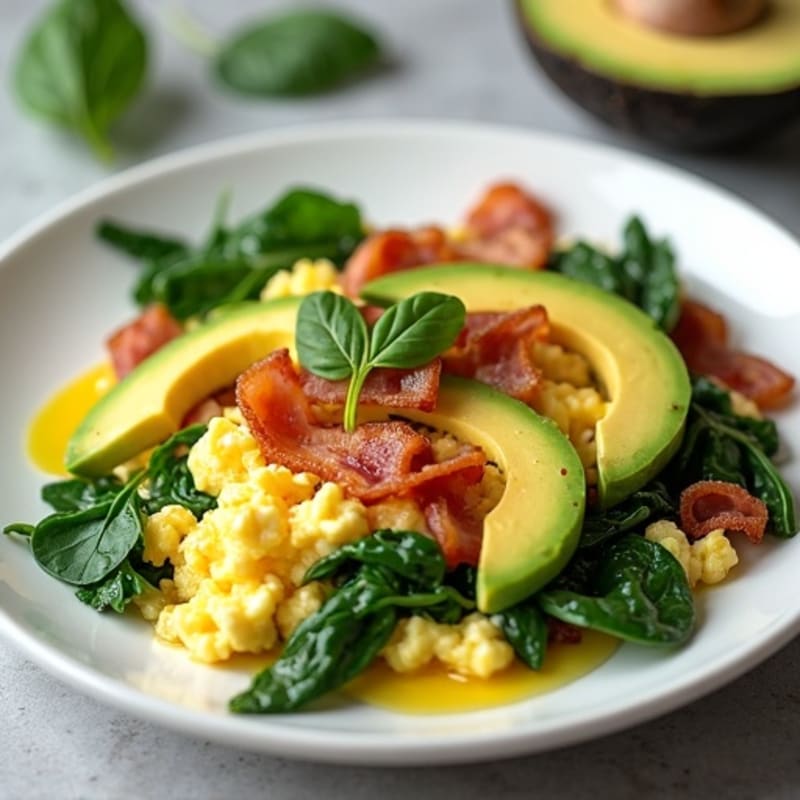 Egg White Scramble with Spinach and Turkey Bacon