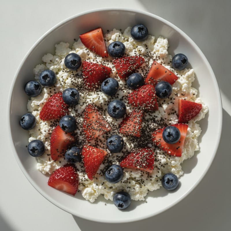 Cottage Cheese Berry Bowl with Chia Seeds