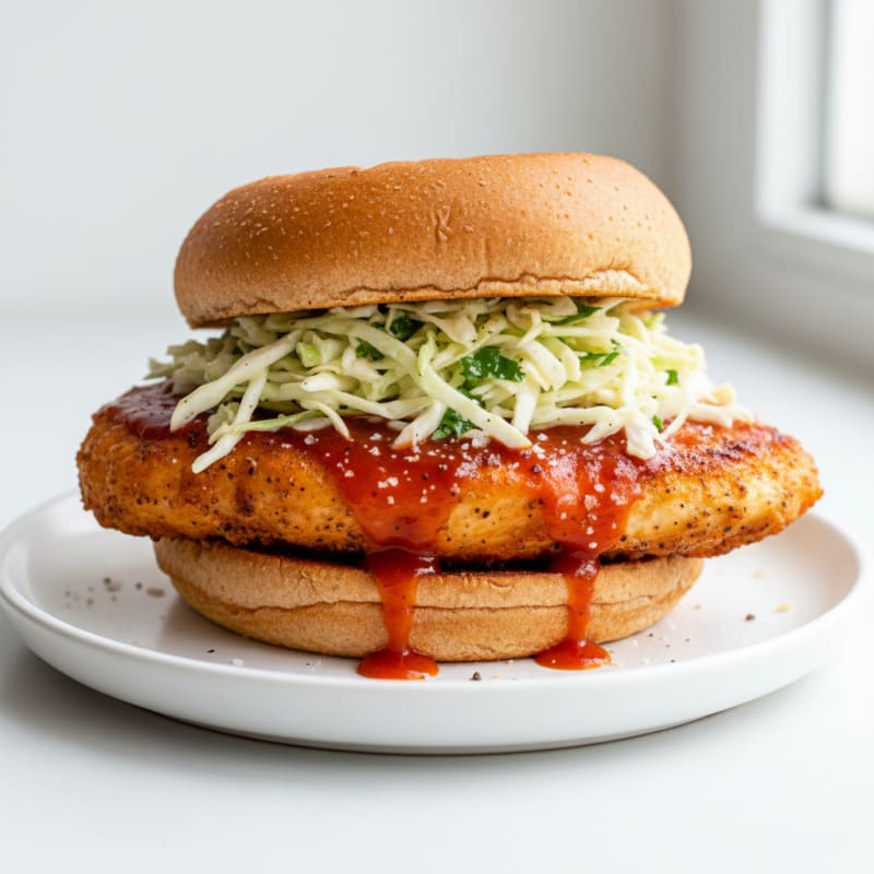 Crispy Buffalo Chicken Sandwich with Zesty Slaw