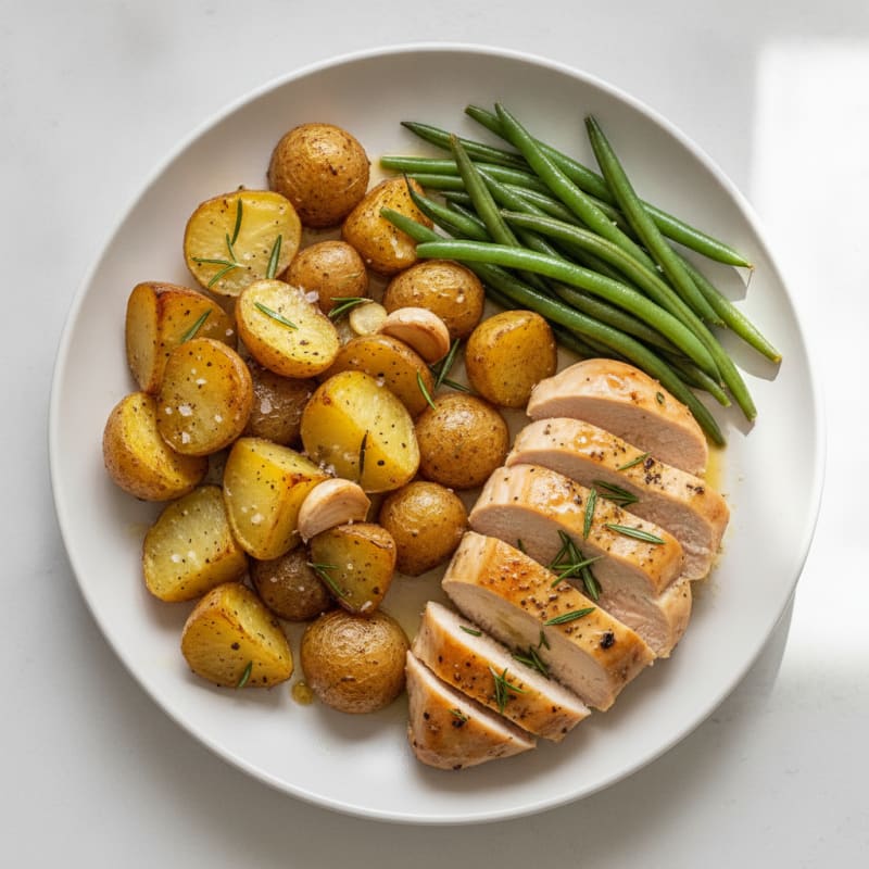 Garlic Herb Roasted Potatoes with Lemon-Herb Chicken
