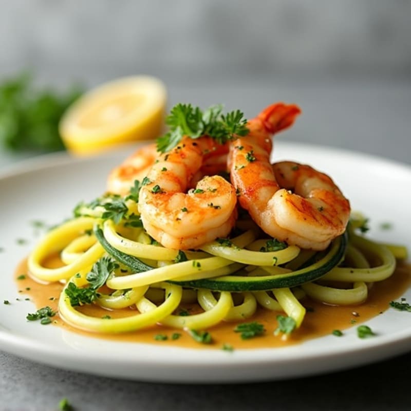 Pan-Seared Garlic Butter Shrimp with Zucchini Noodles