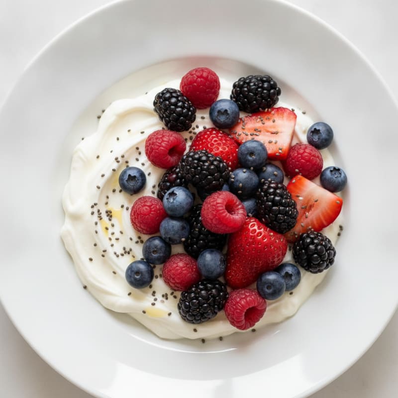 Silky Greek Yogurt Protein Pudding with Mixed Berries