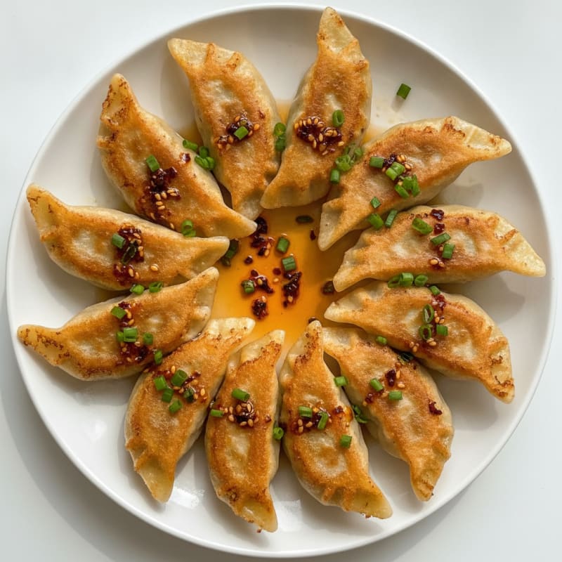 Pork and Chive Dumplings with Chili Oil