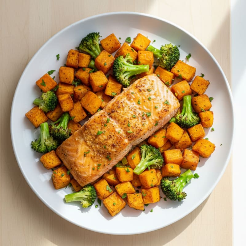 Golden Roasted Salmon with Zesty Sweet Potatoes