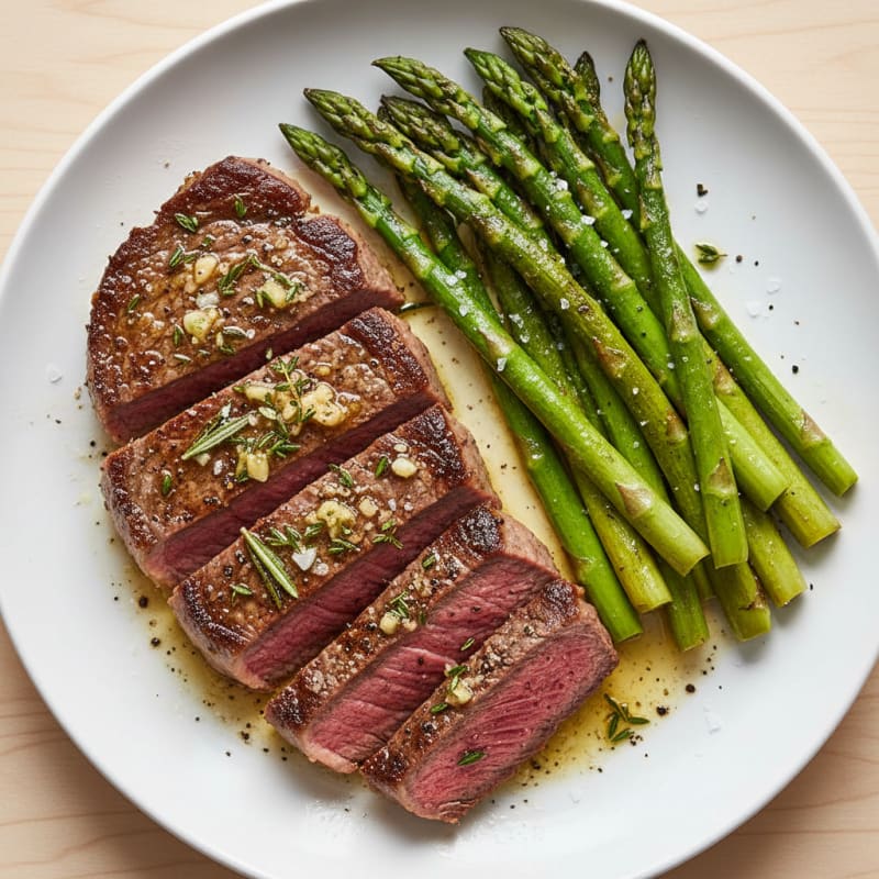 Garlic Herb Butter Steak with Asparagus