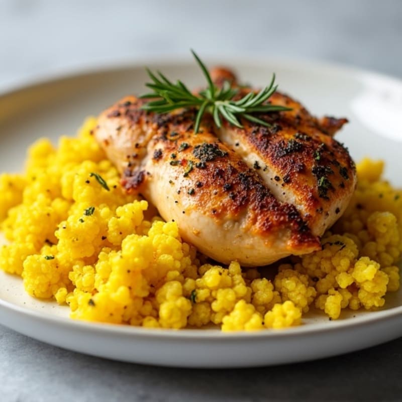 Herb-Roasted Chicken with Turmeric Cauliflower Rice