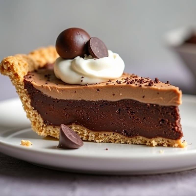 No-Bake Dark Chocolate Peanut Butter Protein Pie