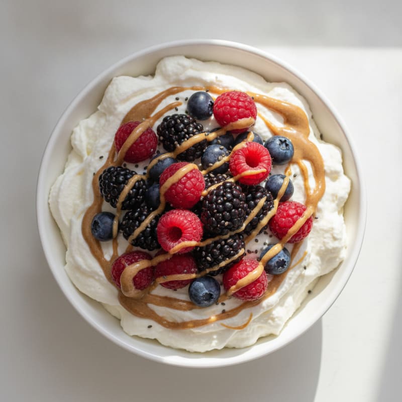 Greek Yogurt Protein Mousse with Mixed Berries