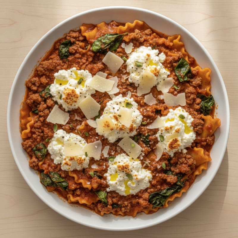 One-Pot Beef and Cottage Cheese Lasagna