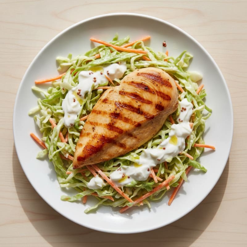 Grilled Chicken Breast with Crunchy Cabbage Slaw