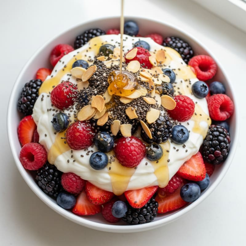 Creamy Greek Yogurt Parfait with Mixed Berries and Chia Seeds