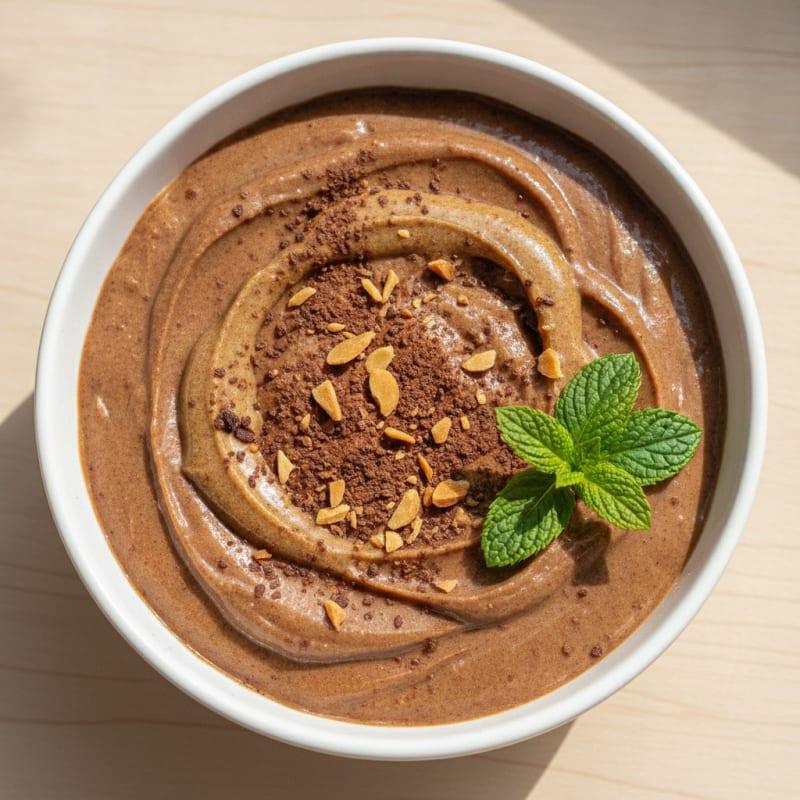 Creamy Vegan Protein Pudding with Almond Butter and Cacao