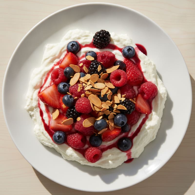Greek Yogurt Protein Mousse with Mixed Berries