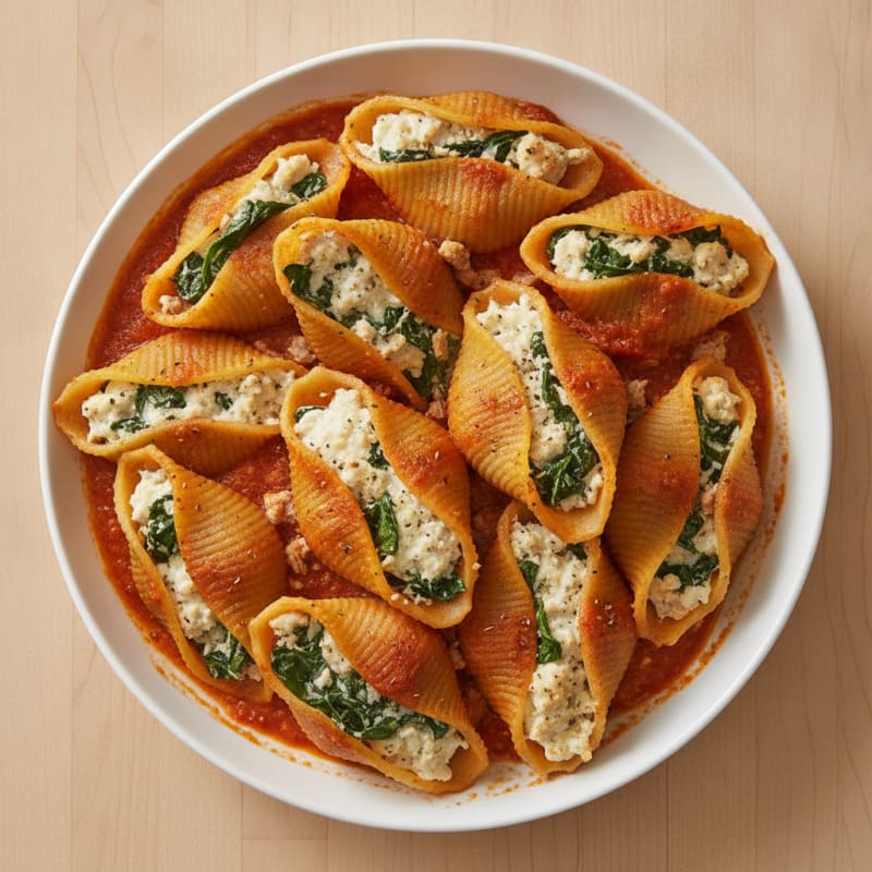 Spinach Ricotta Stuffed Shells with Marinara