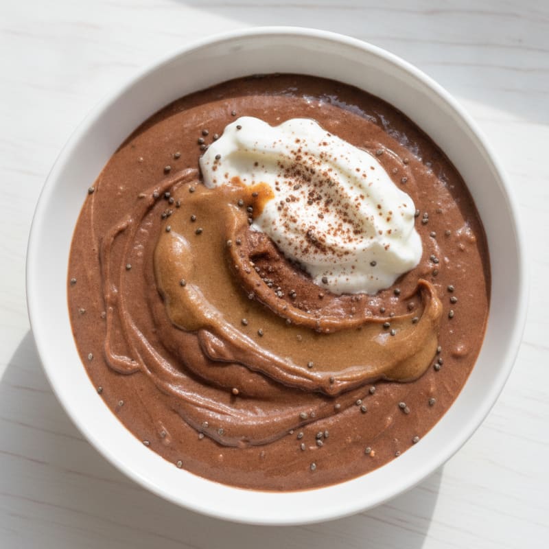 Silky Chocolate Protein Pudding with Almond Butter