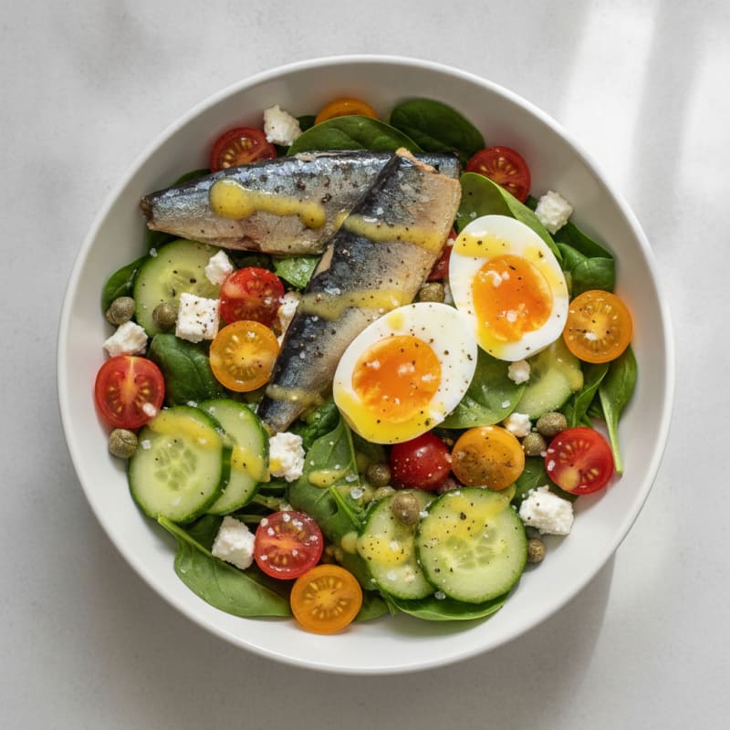 Sardine and Olive Oil Mediterranean Bowl
