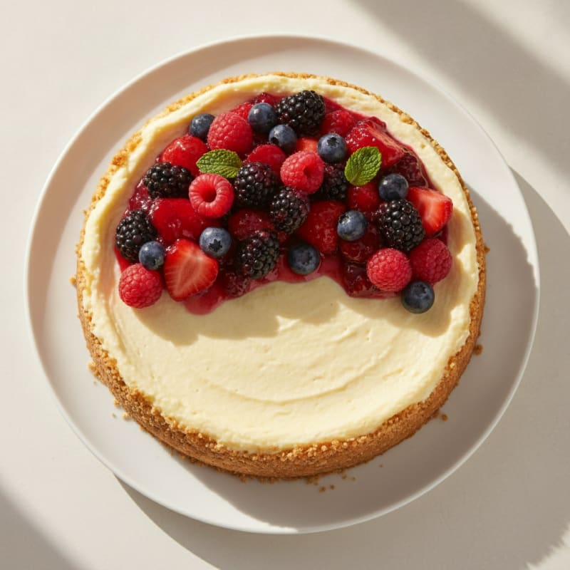 Greek Yogurt Protein Cheesecake with Mixed Berries