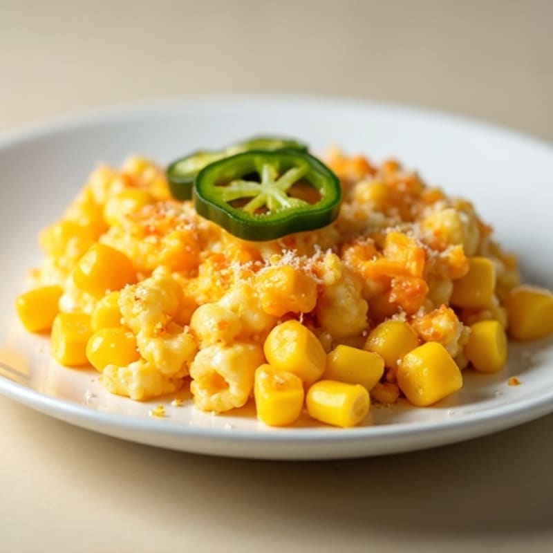 Creamy Spicy Cheesy Egg Scramble with Corn