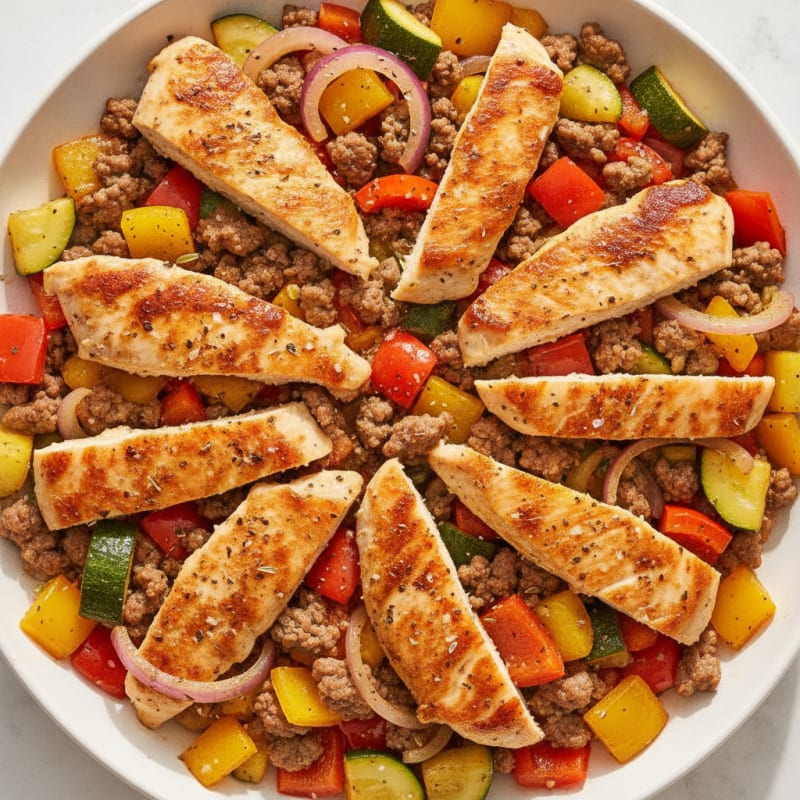 Pan-Seared Chicken and Beef Skillet