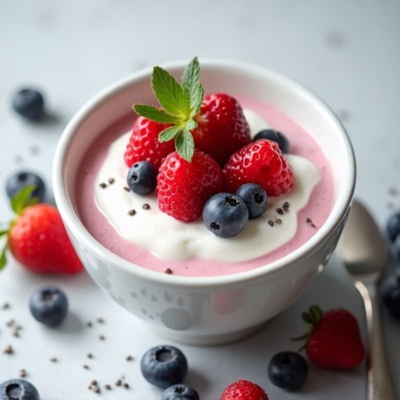 Silky Greek Yogurt Protein Pudding with Mixed Berries