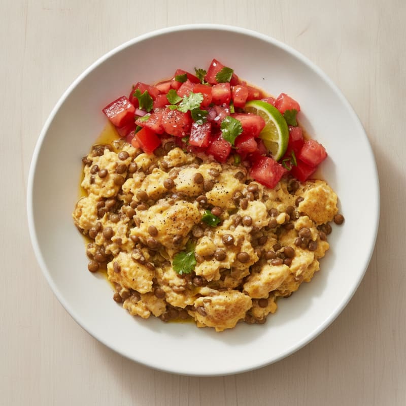 Lentil Scramble with Fresh Tomato Salsa