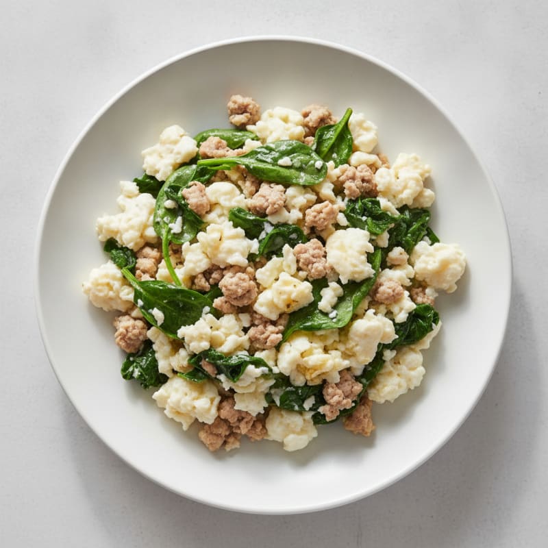 Egg White Scramble with Spinach and Turkey