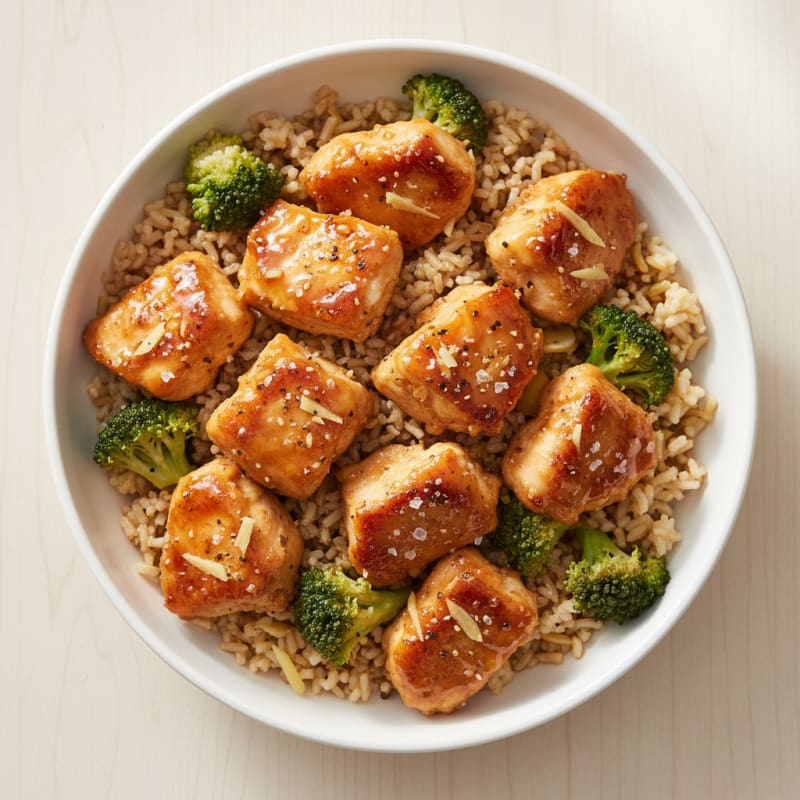 Crispy Honey-Garlic Chicken Bowls